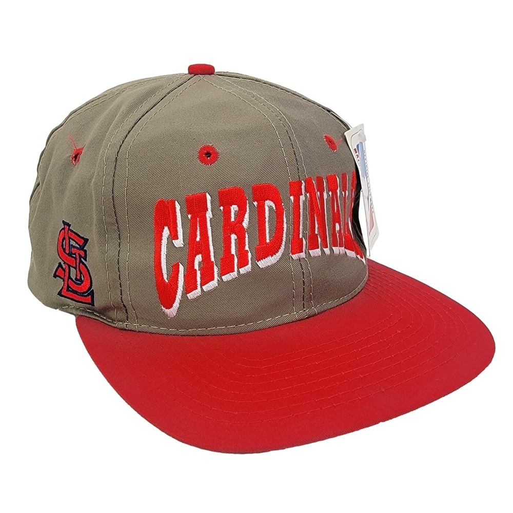 St Louis Cardinals Hat -‎ Vintage Baseball Cap Snapback Beige Red DEADSTOCK Tags